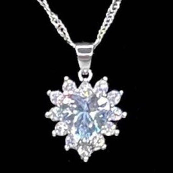NEW Necklace 925 Silver 18" Chain CZ Heart Pendant Jewelry Lot MA29 - Picture 1 of 3